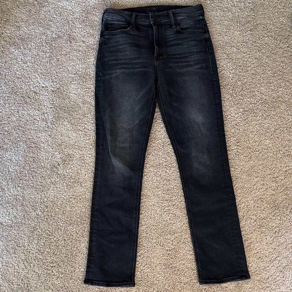 MOTHER Black Skinny Jeans with Subtle Fade